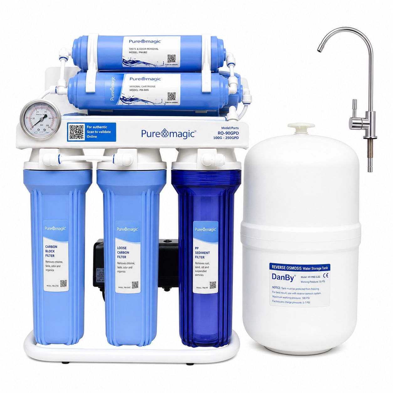 Pure Magic Stand and Pressure Meter 7 Stage 100-GPD Water Purifier
