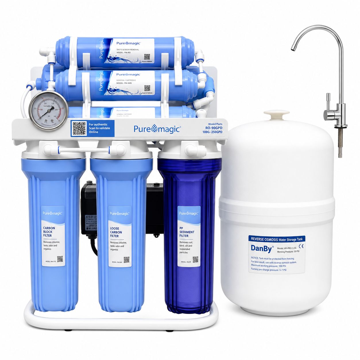 Pure Magic Stand and Pressure Meter 7 Stage 100-GPD Water Purifier