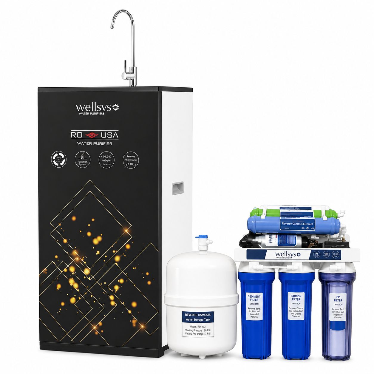 Wellsys Cabinet RO Machine 7 Stages 100-GPD Water Purifier