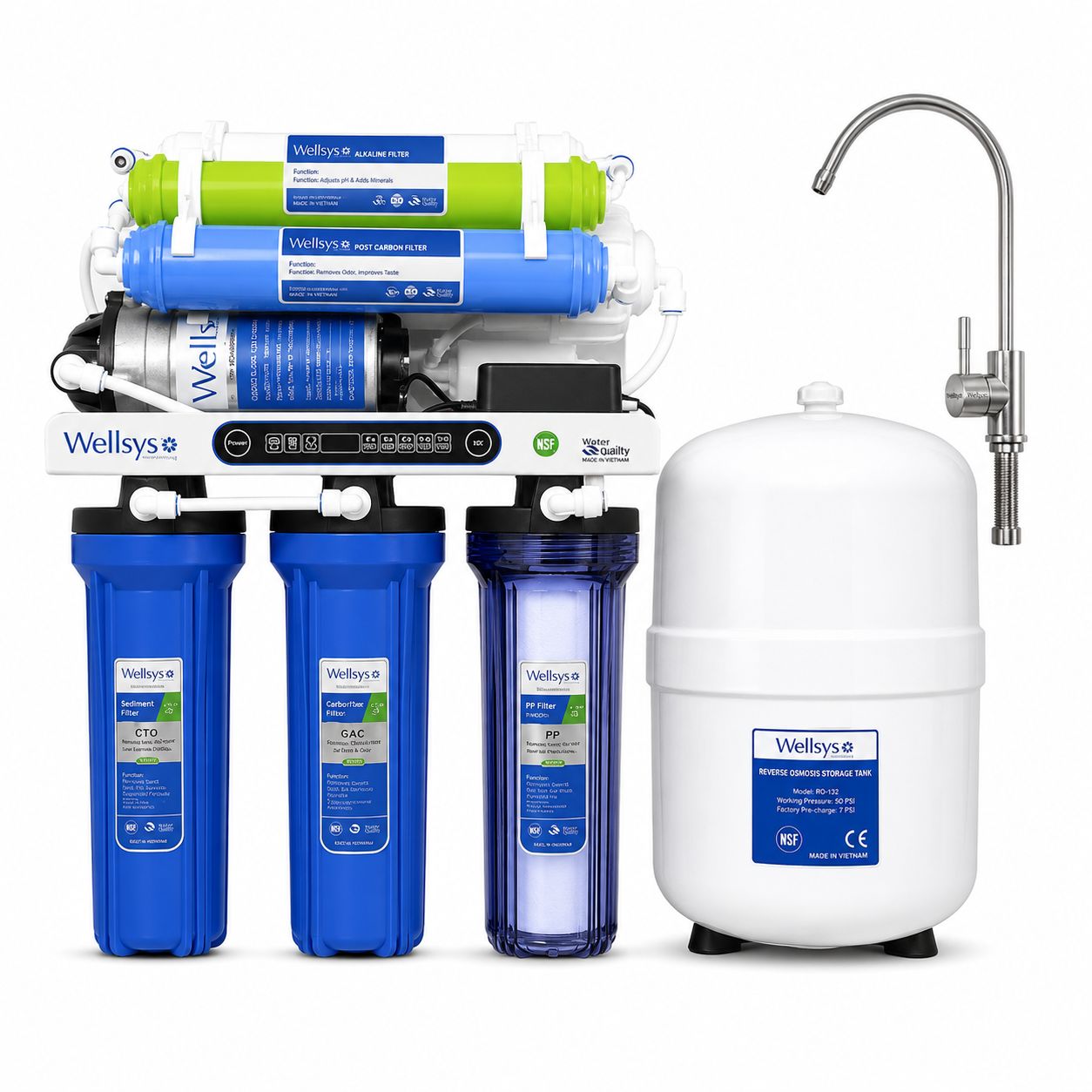 Wellsys RO-100DFR Digital Filter Reminder 7 Stages 100-GPD Water Purifier