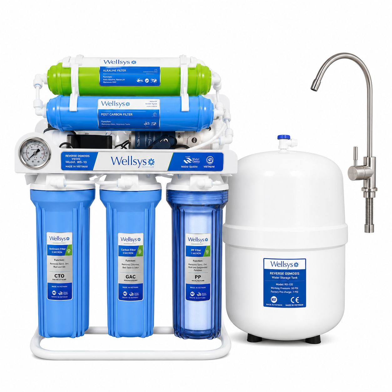 Wellsys RO-100SG B 7 Stages 100-GPD Stand Meter Water Purifier